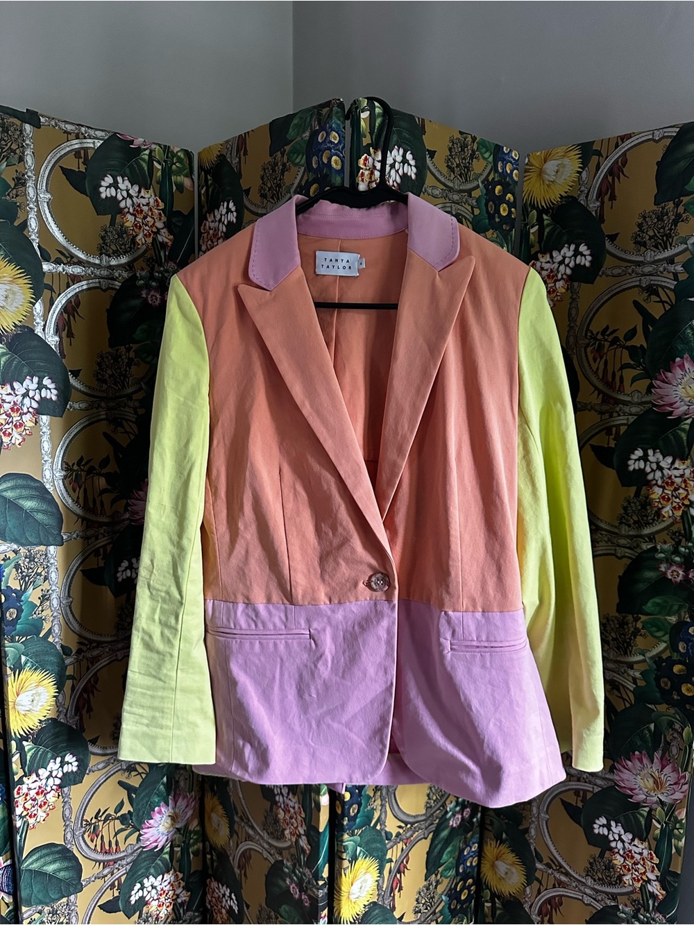 Tanya Taylor Colorblock Blazer Pastel Coat Jacket 4 Small
